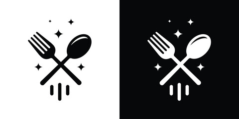 Fast food logo design template. Abstract rocket and star with fork spoon design graphic vector illustration. Symbol, icon, creative.
