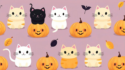 Obraz premium halloween cat pattern