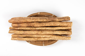 fresh Chinese yam isolated on white background