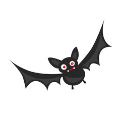 Halloween bat vector illustration. Flying spooky bat clip art. Flat vector in cartoon style isolated on white background. 