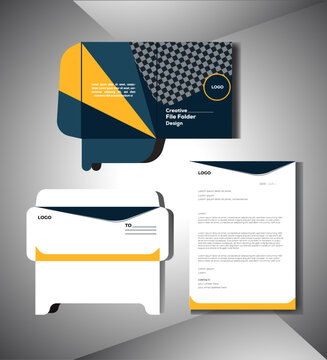 Corporate luxury stationery deign template, template for file folder, letterhead , envelop .