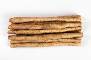 fresh Chinese yam isolated on white background