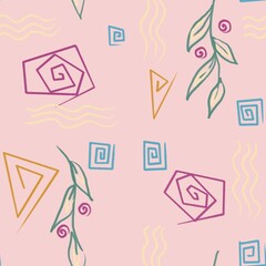 Seamless floral pattern with soft pink background