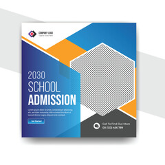 2030 school admission social media post template design, creative post template 