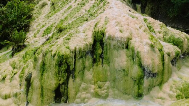 Top view of stunning Mainit Sulfuric Hot Spring in Davao de Oro. Mindanao, Philippines.