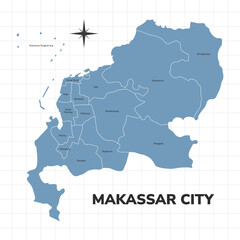 Makassar city map illustration. Map of cities in Indonesia