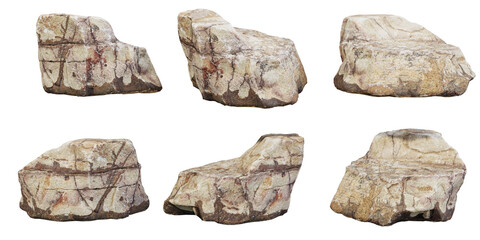 Rocks set isolated on transparent background 3d rendering png