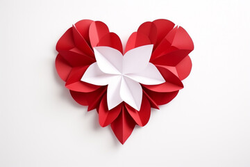 Paper cut art  red bow on a red background