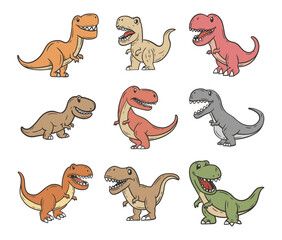 Dinosaur Tyrannosaurus T Rex Doodle Cartoon Vector Illustration