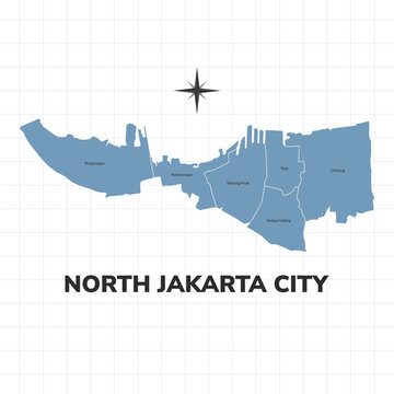 North Jakarta city map illustration. Map of cities in Indonesia