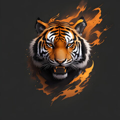 Graphic Design Illustration of a Tiger Head