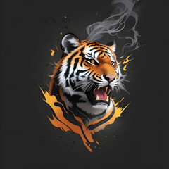 Graphic Design Illustration of a Tiger Head