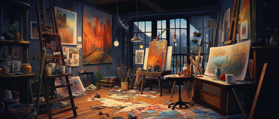 Fototapeta na wymiar interior of an artists studio