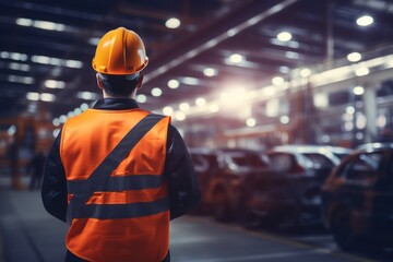Male Mechanic Uses a Tablet Computer with an Augmented Reality Diagnostics Software. Specialist Inspecting Car