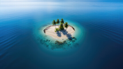 Deserted island in the middle of the ocean - Powered by Adobe