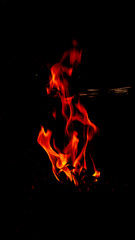 burning fire on a dark background