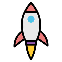 Rocket icon symbol future technology vector image. Illustration of spaceship flight rocket design image