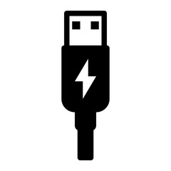 usb cable glyph icon