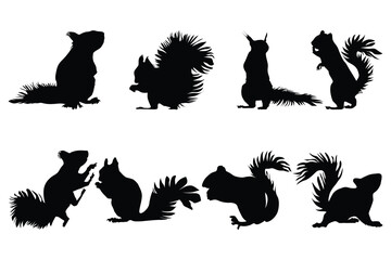 set of squirrel logo vector design silhouette © rehan