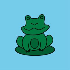 Cartoon vector illustration of a frog in a doodle style