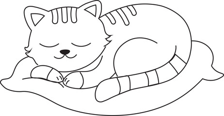 Obraz premium sleeping cat illustration for coloring page