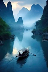 Photo sur Plexiglas Guilin Landscape of Guilin, Li River and Karst mountains, China. Generative ai