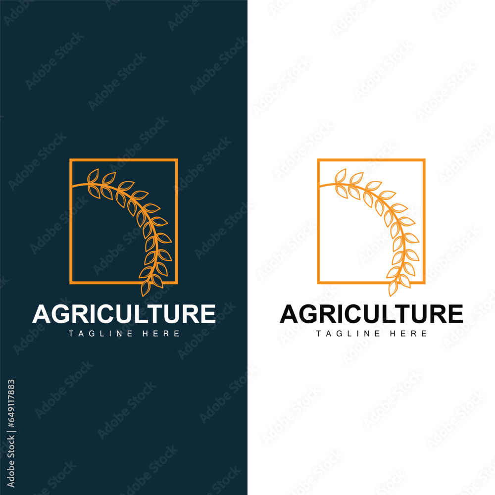 Wall mural Rice Logo, Farm Wheat Logo Design, Vector Symbol Icon Graphic Illustration