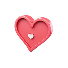 Heart-Shaped 3D Like Icon on White and Transparent Background