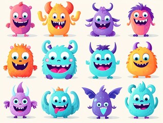 Cute Monster Vector Set. Isolated
