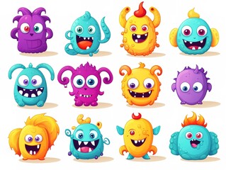 Naklejka premium Cute Monster Vector Set. Isolated