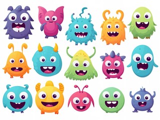 Cute Monster Vector Set. Isolated