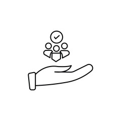 community or relationship like family care icon. human resource outline logotype stroke pictogram design. concept of individual people choice good feedback and team narrow control or search 