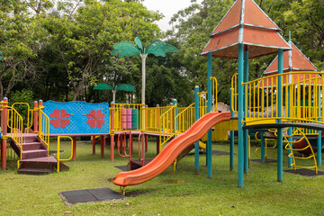 Colorful children playground at public park at Kota Kinabalu, Sabah, Borneo