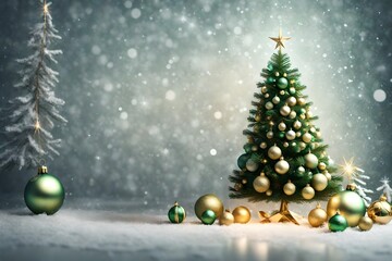 Fototapeta na wymiar 3d rendering Decorated green Christmas tree