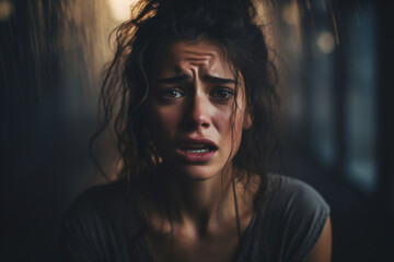 Dramatic Portrait of woman is having a nervous breakdown at wor - obrazy, fototapety, plakaty