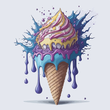 Ice Cream in Color Splash. Lemon Sorbet Splash