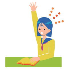 本　手をあげる女子生徒