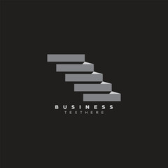 Vintage abstract stair step logo design isolated on black background