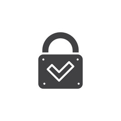 Lock with check mark vector icon
