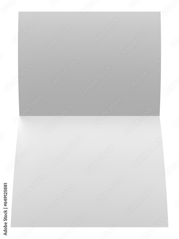Poster blank background with bent in half empty sheet of paper isolated on transparent