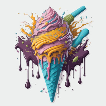Ice Cream in Color Splash. Sundae Splashdown