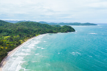 Amazing aerial image of Beautiful seascape scene of Kelambu Beach, Kudat, Sabah, Malaysia.