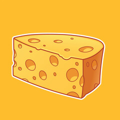 Cheese cartoon vector illustration isolated on orange background