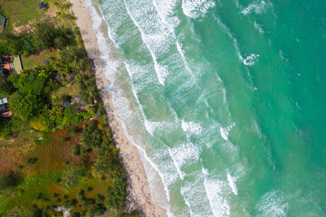 Beautiful Aerial drone image of Beautiful seascape scene of Kelambu Beach, Kudat, Sabah,