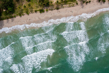 Beautiful Aerial drone image of Beautiful seascape scene of Kelambu Beach, Kudat, Sabah,