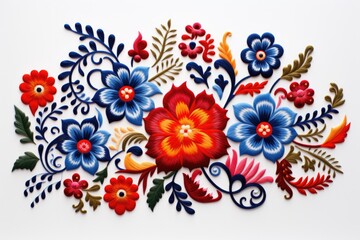 Slovak folk embroidery sticker design - obrazy, fototapety, plakaty