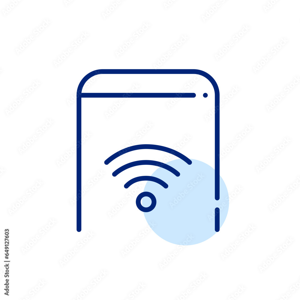 Poster smartphone with wifi symbol on it. wireless internet connection. pixel perfect, editable stroke icon