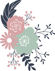 Set of flowers and floral elements isolated on white background. Pro Vector