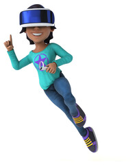 Fun 3D cartoon asian teenage girl