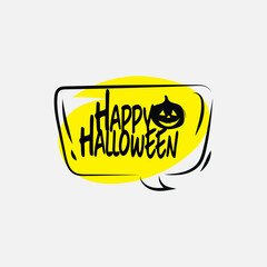 Happy Halloween text box element with traditional characters. Applicable for greeting cards, invitations, posters, party flyers.